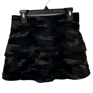 Athleta Girl M 8/10 Swing Camo Skort 253398 Tennis Golf Charcoal Lux Print